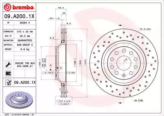 BREMBO Тормозной диск