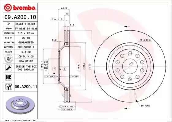 BREMBO Тормозной диск